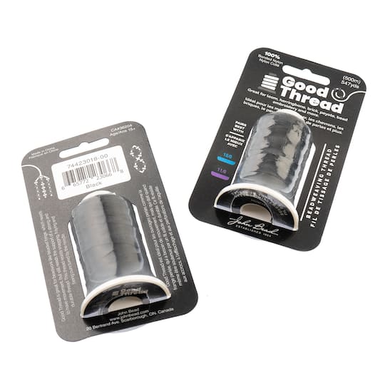 John Bead Good Thread 500m Black Bonded Nylon Beading Thread
